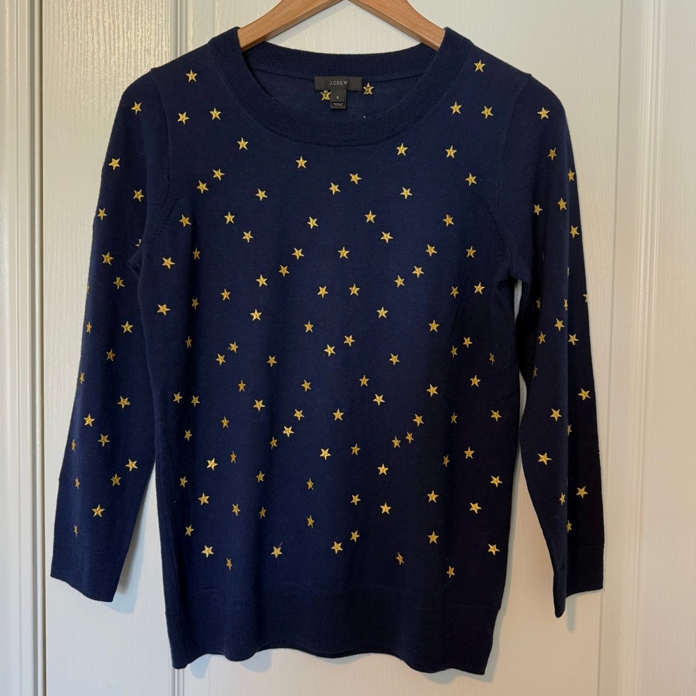 J Crew merino wool Tippi sweater with stars sz S